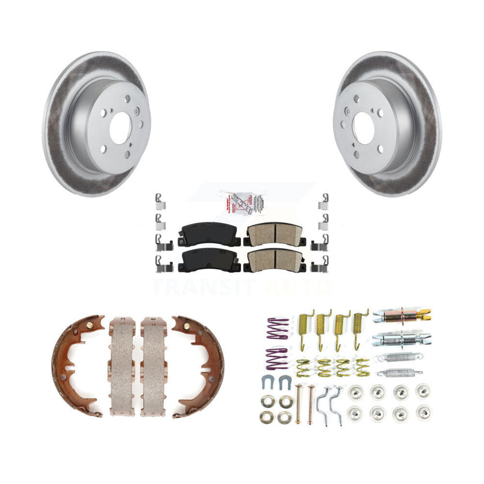 Rear Disc Coated Rotors Ceramic Pads Parking Shoes Hardware Kit For 99-03 Lexus RX300 AWD KGA-107186