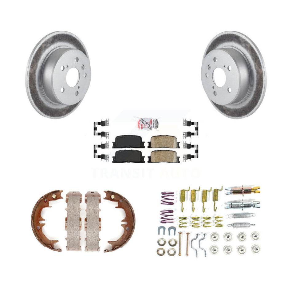 Rear Disc Coated Rotors Ceramic Pads Parking Shoes Hardware Kit For Toyota Highlander AWD KGA-107187