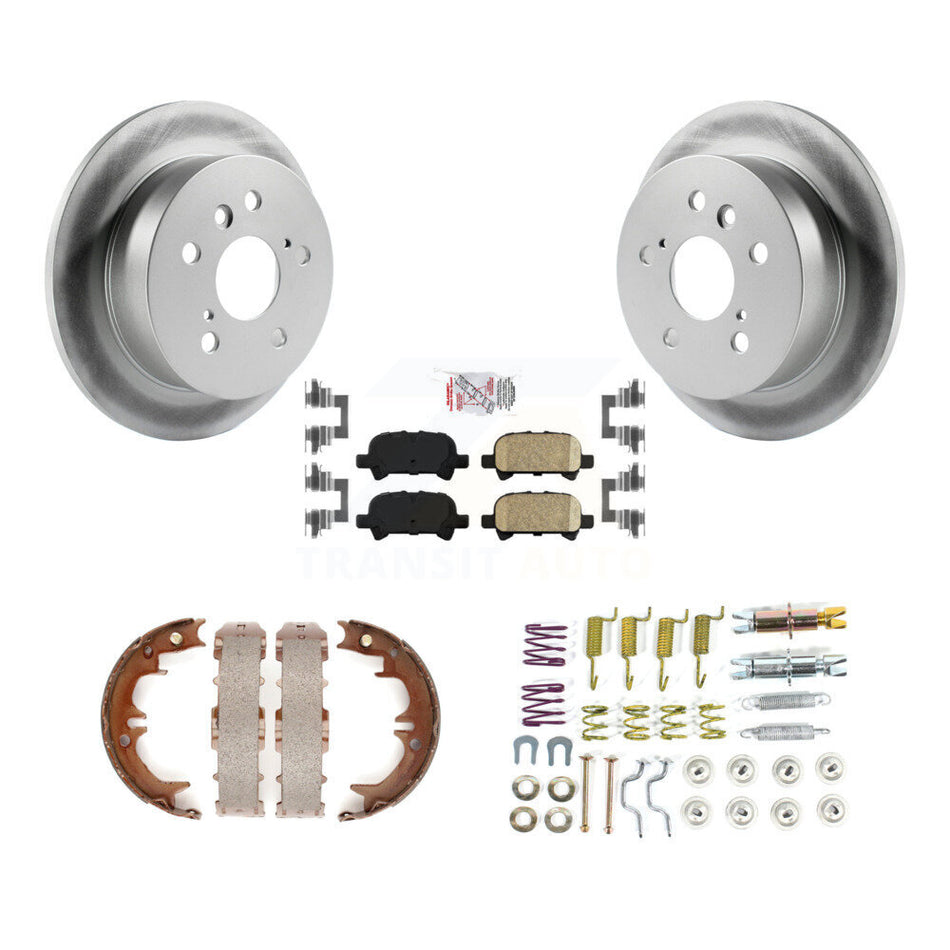 Rear Disc Coated Rotors Ceramic Pads Parking Shoes & Hardware Kit For Toyota Camry Solara KGA-107189