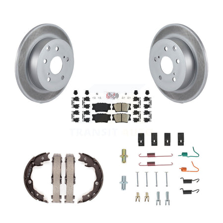 Rear Disc Coated Rotors Ceramic Pads Parking Shoes Hardware Kit For Toyota Matrix Pontiac KGA-107190