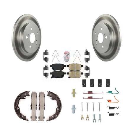 Rear Disc Coated Rotors Ceramic Pads Parking Shoes Hardware Kit For Toyota Matrix Pontiac KGA-107192