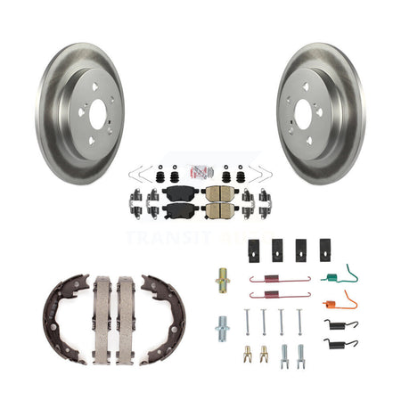 Rear Disc Coated Rotors Ceramic Pads Parking Shoes Hardware Kit For Toyota Matrix Pontiac KGA-107193