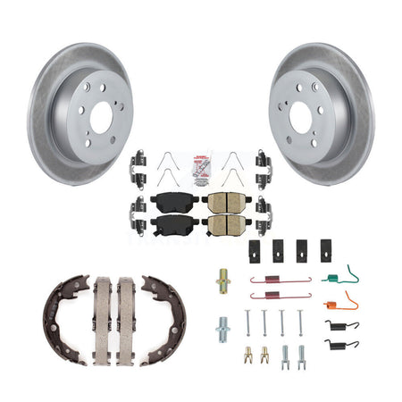 Rear Disc Coated Rotors Ceramic Pads Parking Shoes Hardware Kit For 10 Toyota Matrix XRS KGA-107196