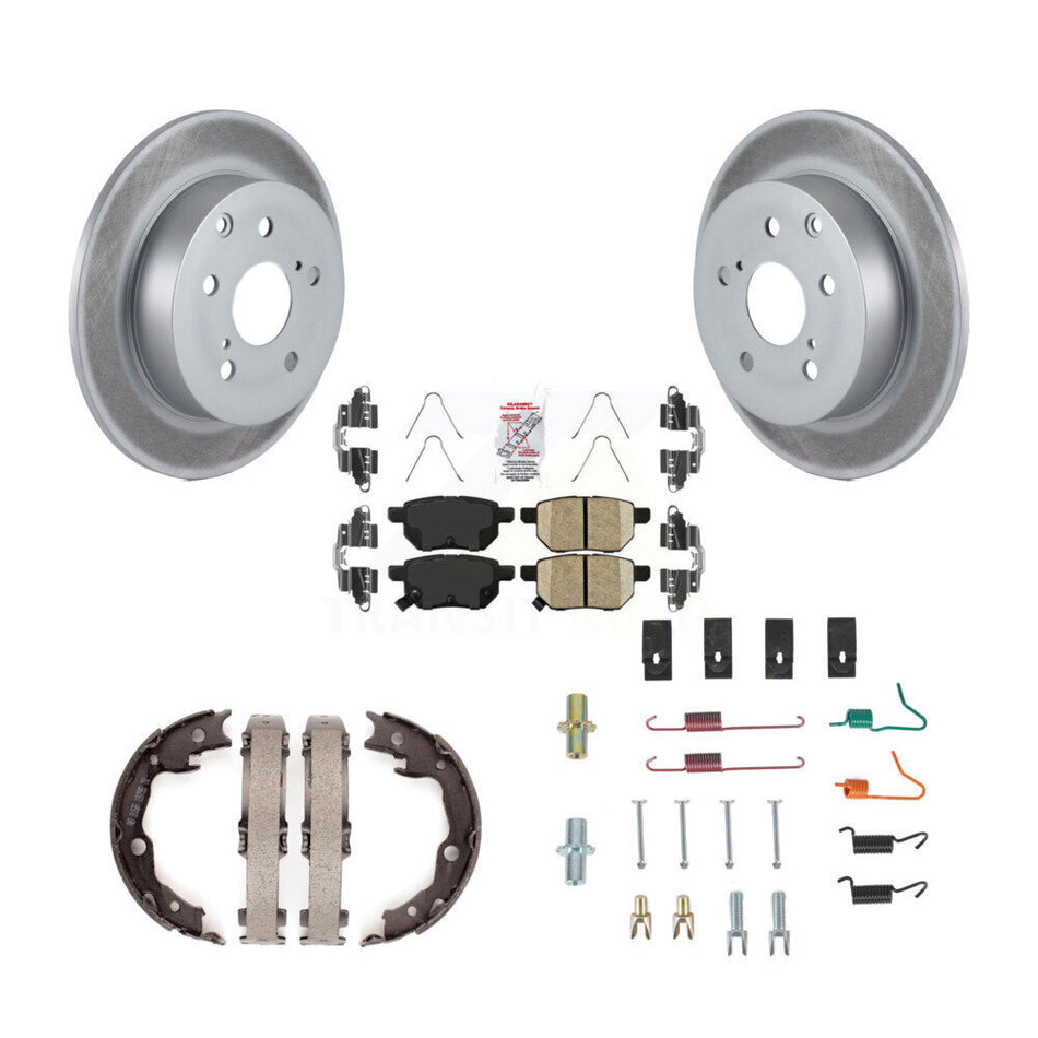 Rear Disc Coated Rotors Ceramic Pads Parking Shoes Hardware Kit For 10 Toyota Matrix XRS KGA-107196