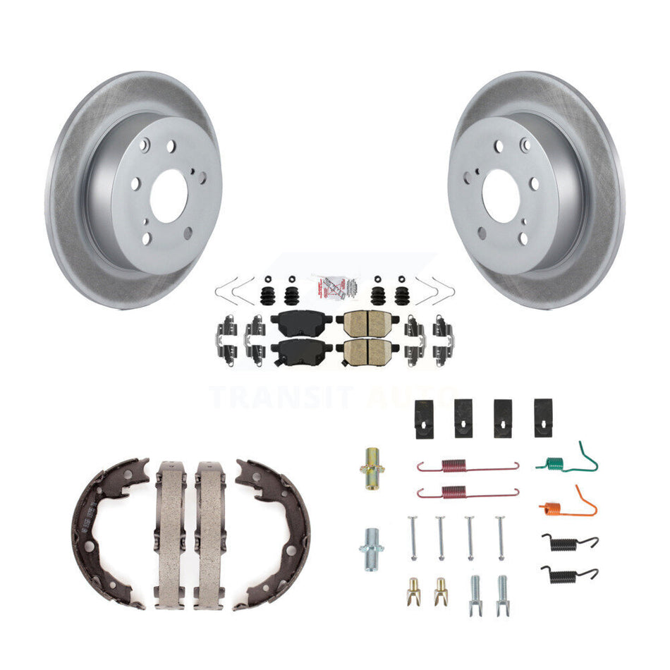Rear Disc Coated Rotors Ceramic Pads Parking Shoes Hardware Kit For 10 Toyota Matrix XRS KGA-107197