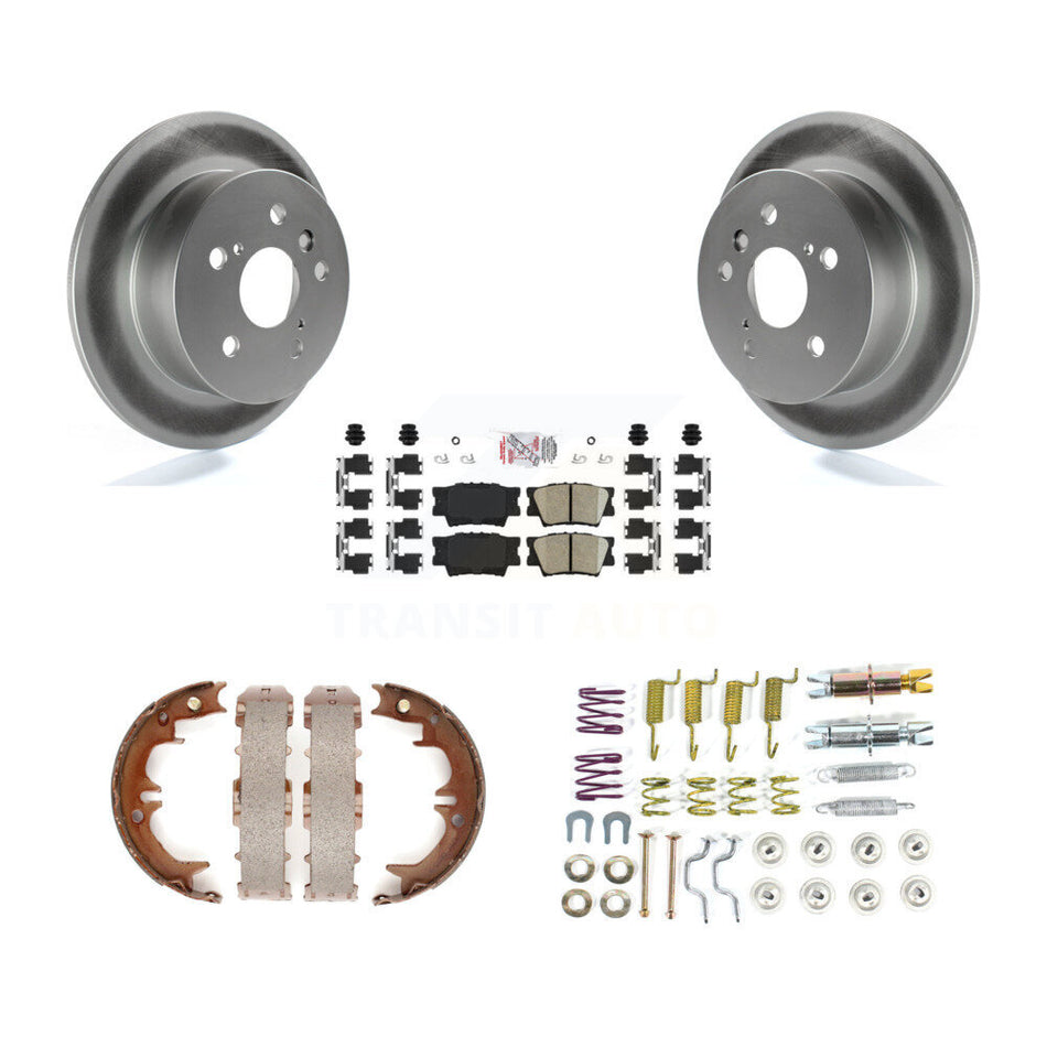 Rear Disc Coated Rotors Ceramic Pads Parking Shoes & Hardware Kit For Toyota Camry Lexus KGA-107200