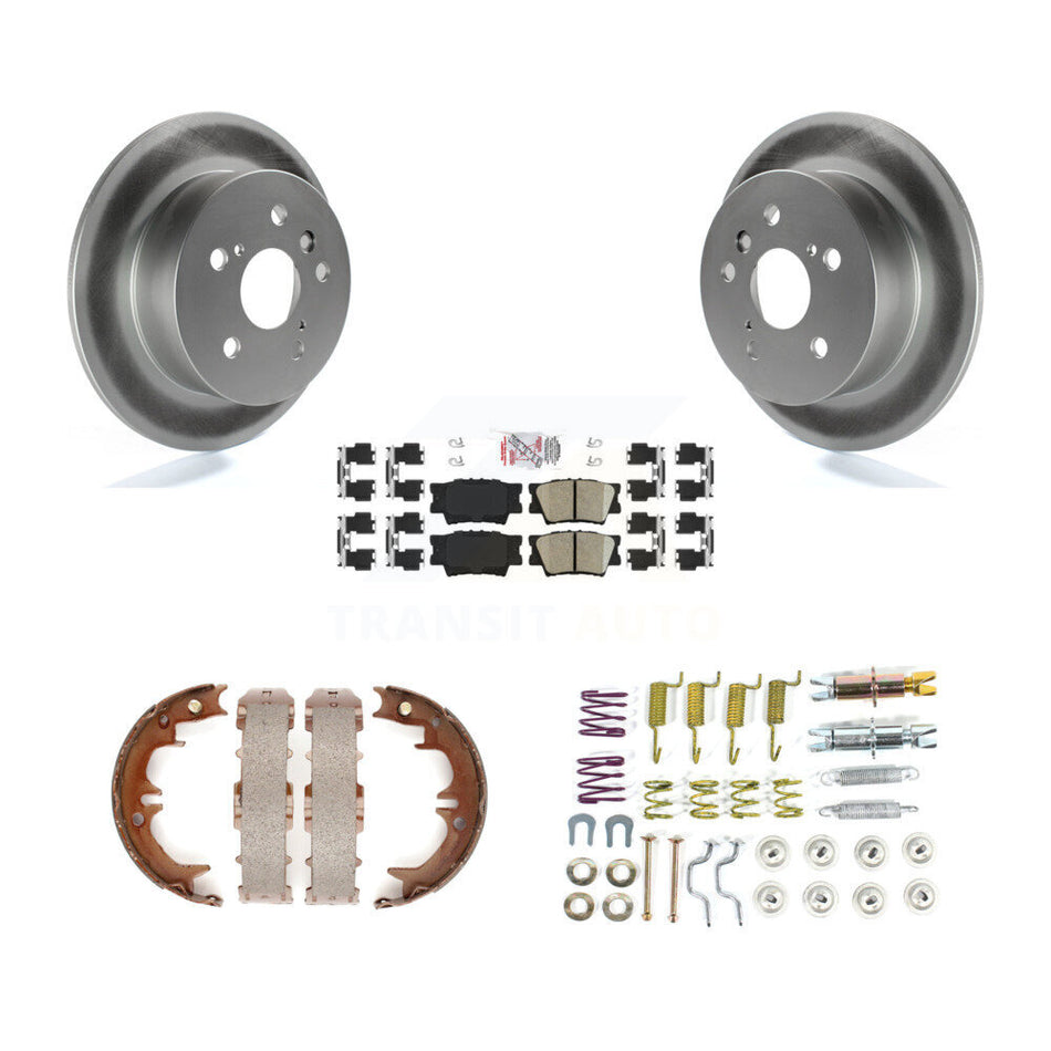 Rear Disc Coated Rotors Ceramic Pads Parking Shoes & Hardware Kit For Toyota Camry Lexus KGA-107201