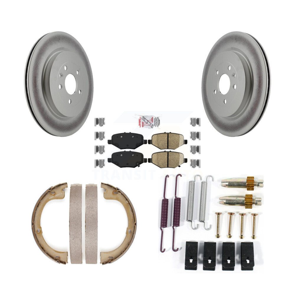 Rear Disc Coated Rotors Ceramic Pads Parking Brake Shoes And Hardware Kit For Lincoln MKT KGA-107202