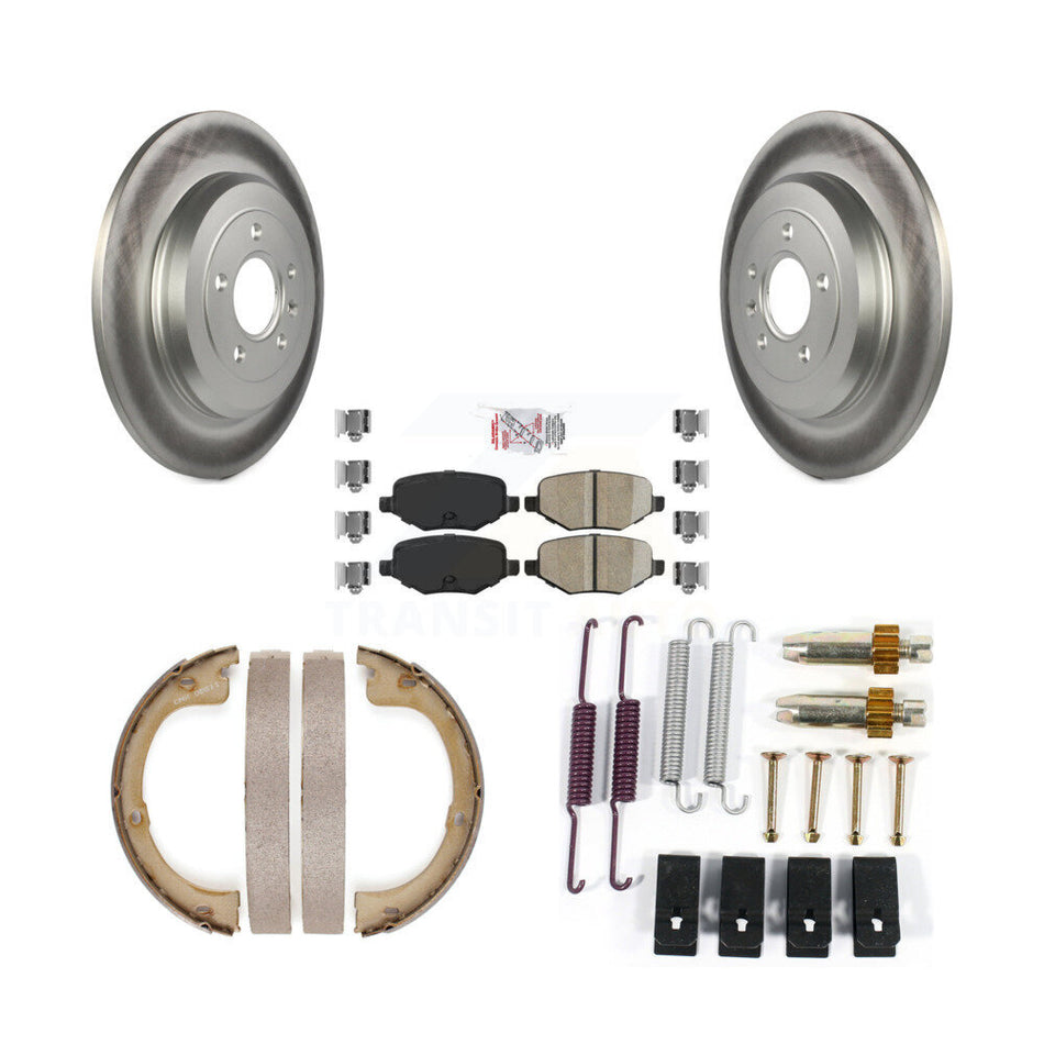 Rear Disc Coated Rotors Ceramic Pads Parking Brake Shoes And Hardware Kit For Lincoln MKT KGA-107205
