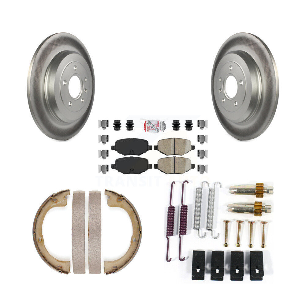 Rear Disc Coated Rotors Ceramic Pads Parking Brake Shoes And Hardware Kit For Lincoln MKT KGA-107206