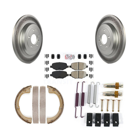 Rear Disc Coated Rotors Ceramic Pads Parking Brake Shoes And Hardware Kit For Lincoln MKT KGA-107206
