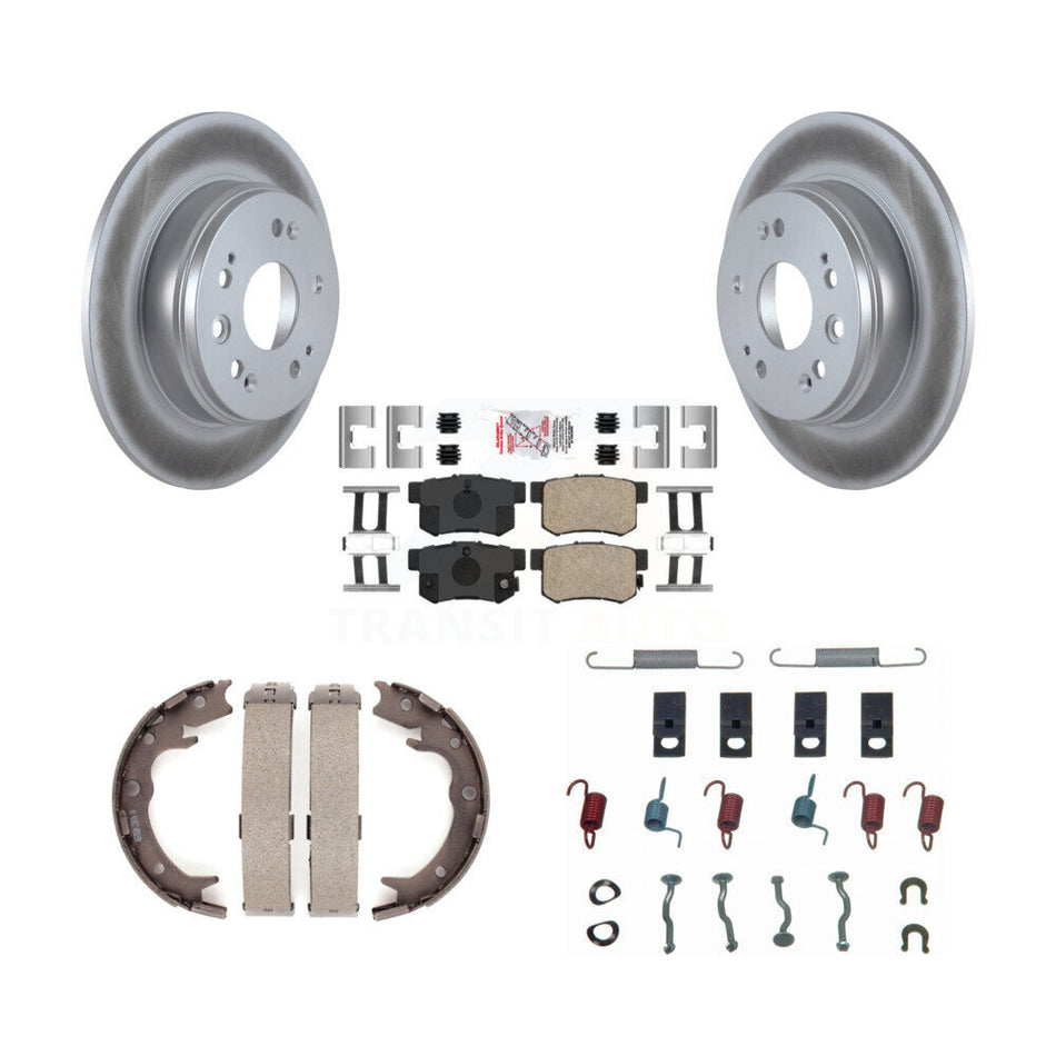Rear Disc Coated Rotors Ceramic Pads Parking Shoes Hardware Kit For 2002-2004 Honda CR-V KGA-107214