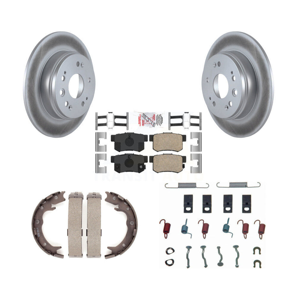 Rear Disc Coated Rotors Ceramic Pads Parking Shoes Hardware Kit For 2002-2004 Honda CR-V KGA-107215