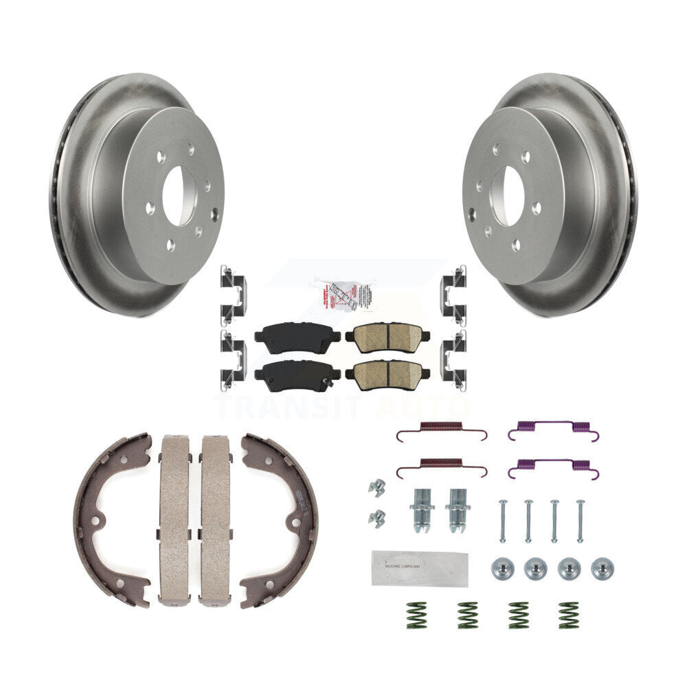 Rear Disc Coated Rotors Ceramic Pads Parking Shoes & Hardware Kit For 06-07 Nissan Xterra KGA-107219
