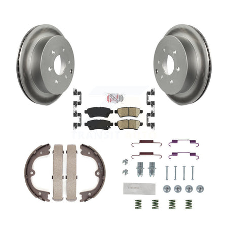 Rear Disc Coated Rotors Ceramic Pads Parking Shoes & Hardware Kit For 06-07 Nissan Xterra KGA-107219