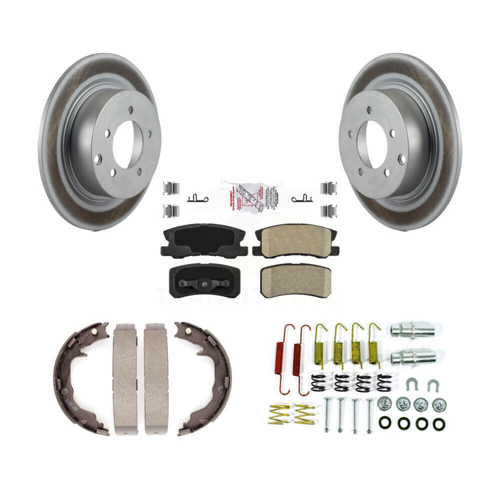 Rear Disc Coated Rotors Ceramic Pads Parking Shoes Hardware Kit For Jeep Patriot Chrysler KGA-107220