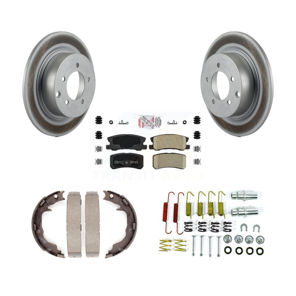 Rear Disc Coated Rotors Ceramic Pads Parking Shoes Hardware Kit For Jeep Patriot Chrysler KGA-107221