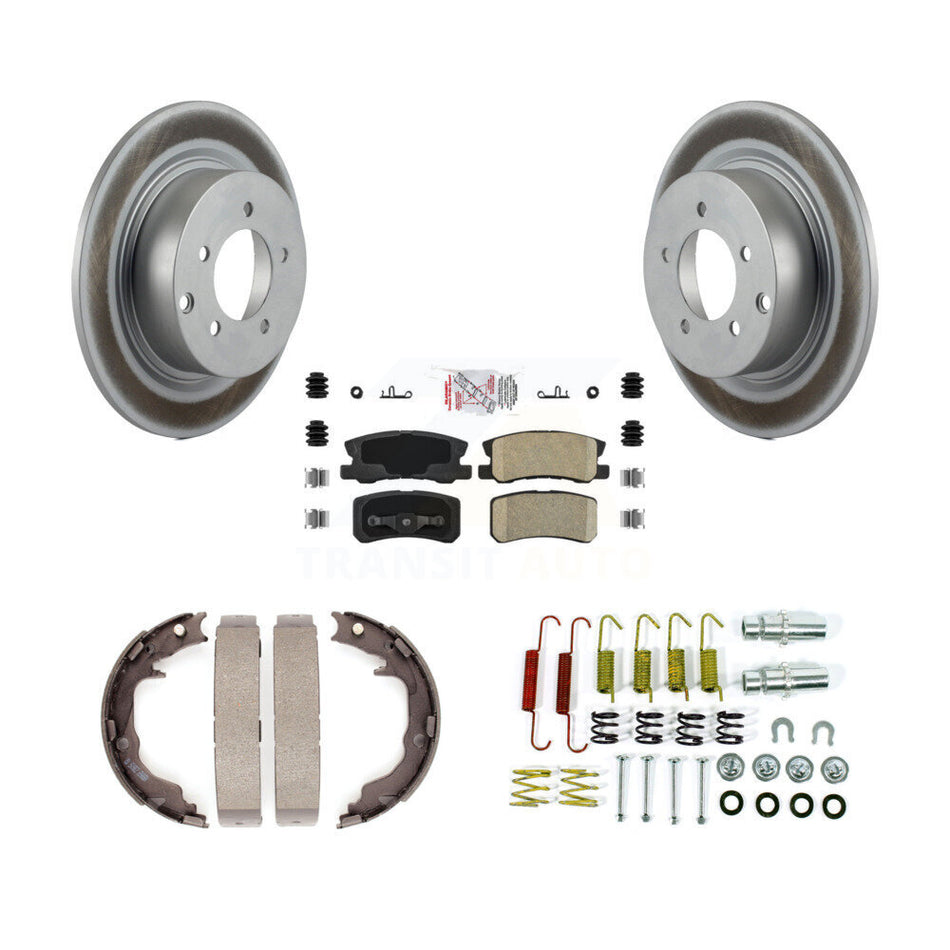 Rear Disc Coated Rotors Ceramic Pads Parking Shoes Hardware Kit For Jeep Patriot Chrysler KGA-107221