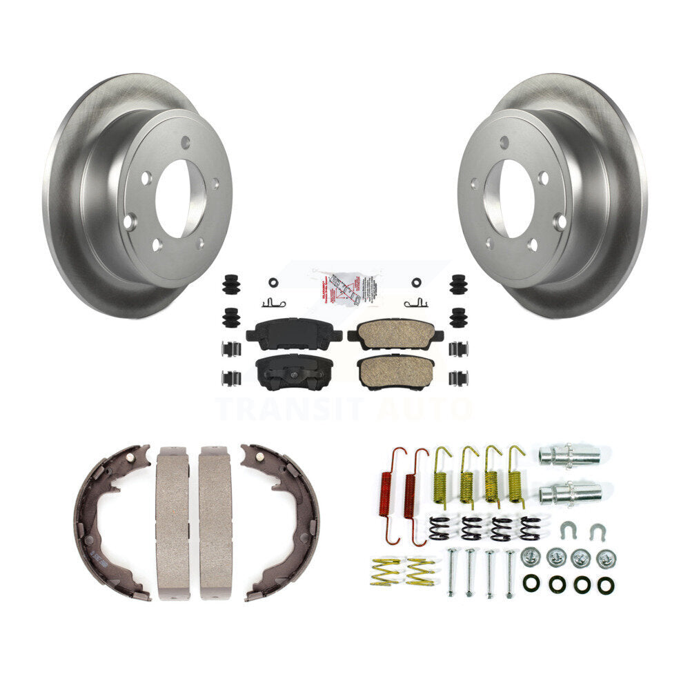Rear Disc Coated Rotors Ceramic Pads Parking Shoes & Hardware Kit For Jeep Patriot Dodge KGA-107222