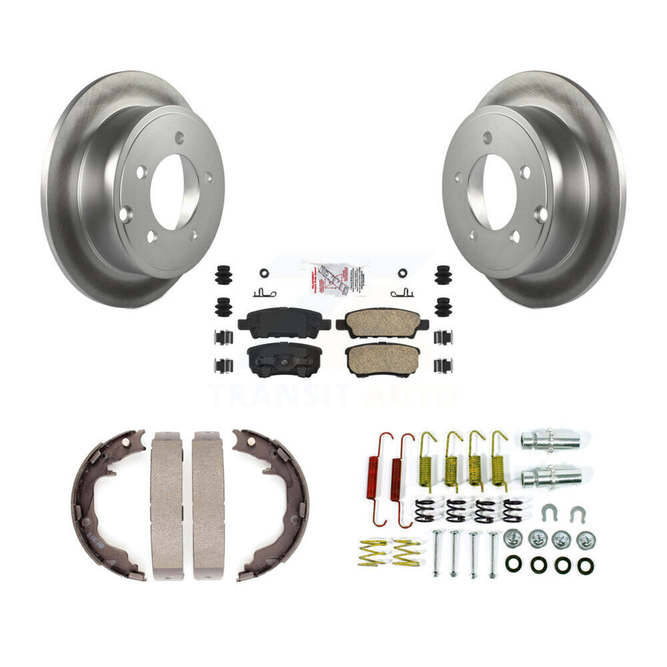 Rear Disc Coated Rotors Ceramic Pads Parking Shoes & Hardware Kit For Jeep Patriot Dodge KGA-107222
