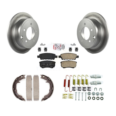 Rear Disc Coated Rotors Ceramic Pads Parking Shoes & Hardware Kit For Jeep Patriot Dodge KGA-107223