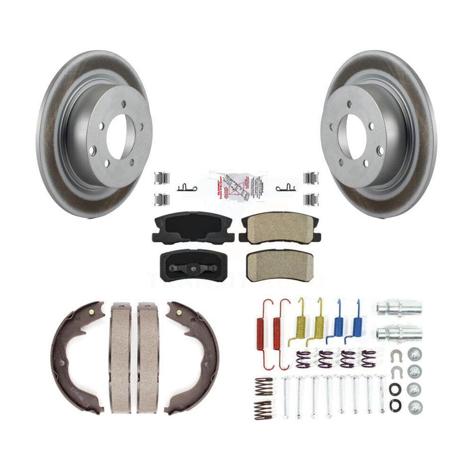 Rear Disc Coated Rotors Ceramic Pads Parking Shoes Hardware Kit For Mitsubishi Outlander KGA-107230