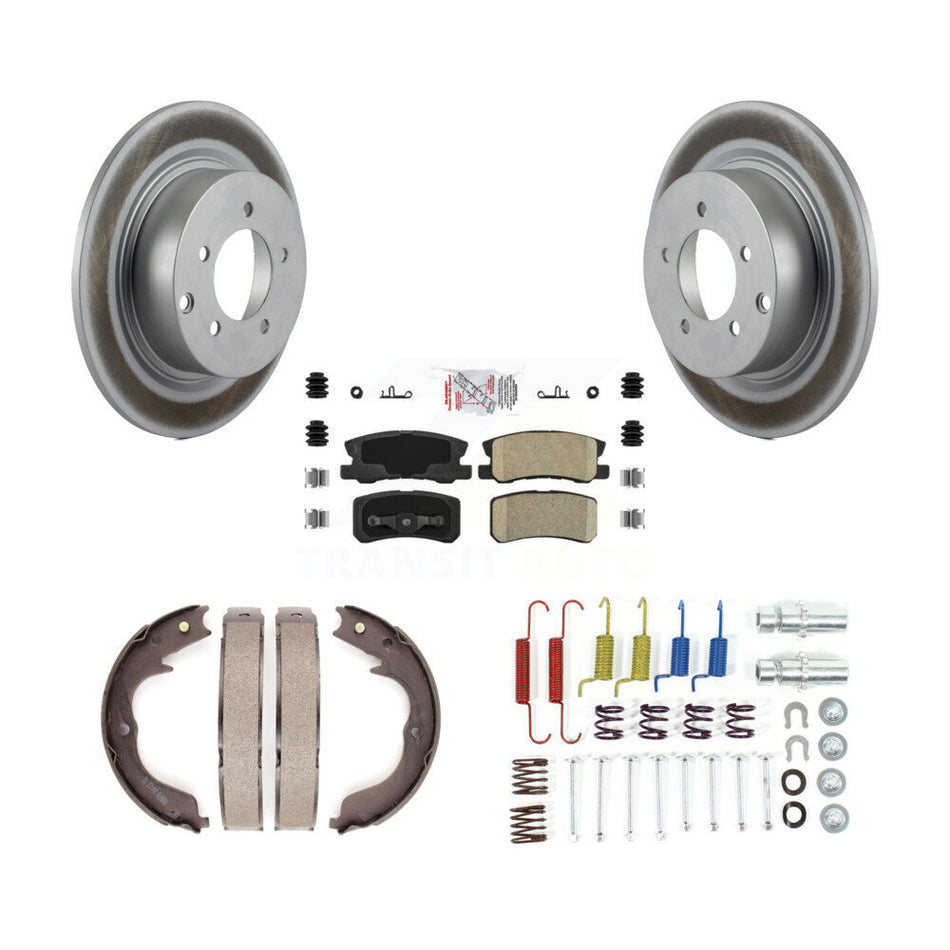 Rear Disc Coated Rotors Ceramic Pads Parking Shoes Hardware Kit For Mitsubishi Outlander KGA-107231