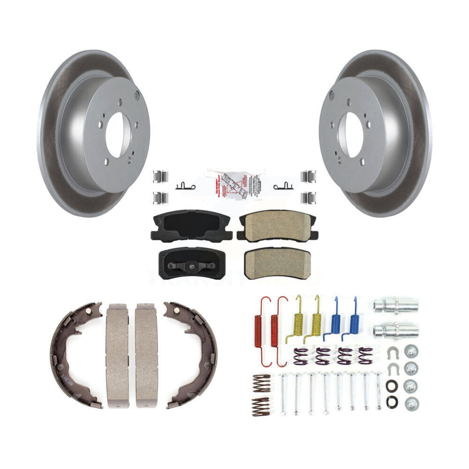 Rear Disc Coated Rotors Ceramic Pads Parking Shoes Hardware Kit For Mitsubishi Outlander KGA-107232