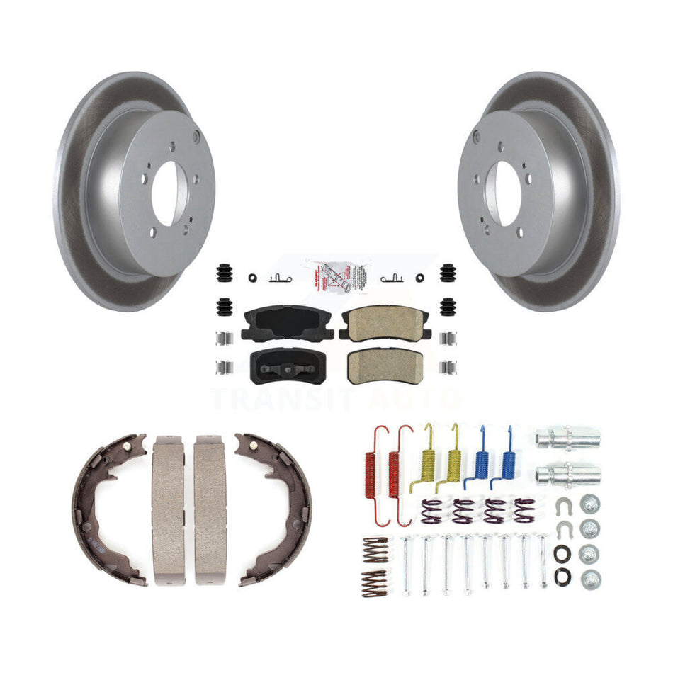 Rear Disc Coated Rotors Ceramic Pads Parking Shoes Hardware Kit For Mitsubishi Outlander KGA-107233