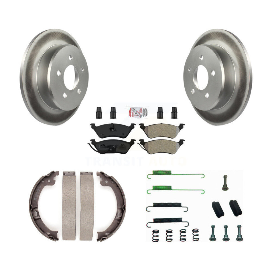 Rear Disc Coated Rotors Semi-Metallic Pads Parking Shoes & Hardware Kit For Dodge Grand KGA-107239