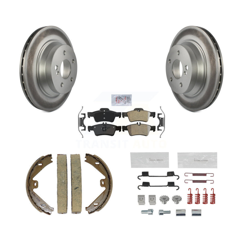 Rear Disc Coated Rotors Semi-Metallic Pads Parking Shoes & Hardware Kit For Mercedes-Benz KGA-107241
