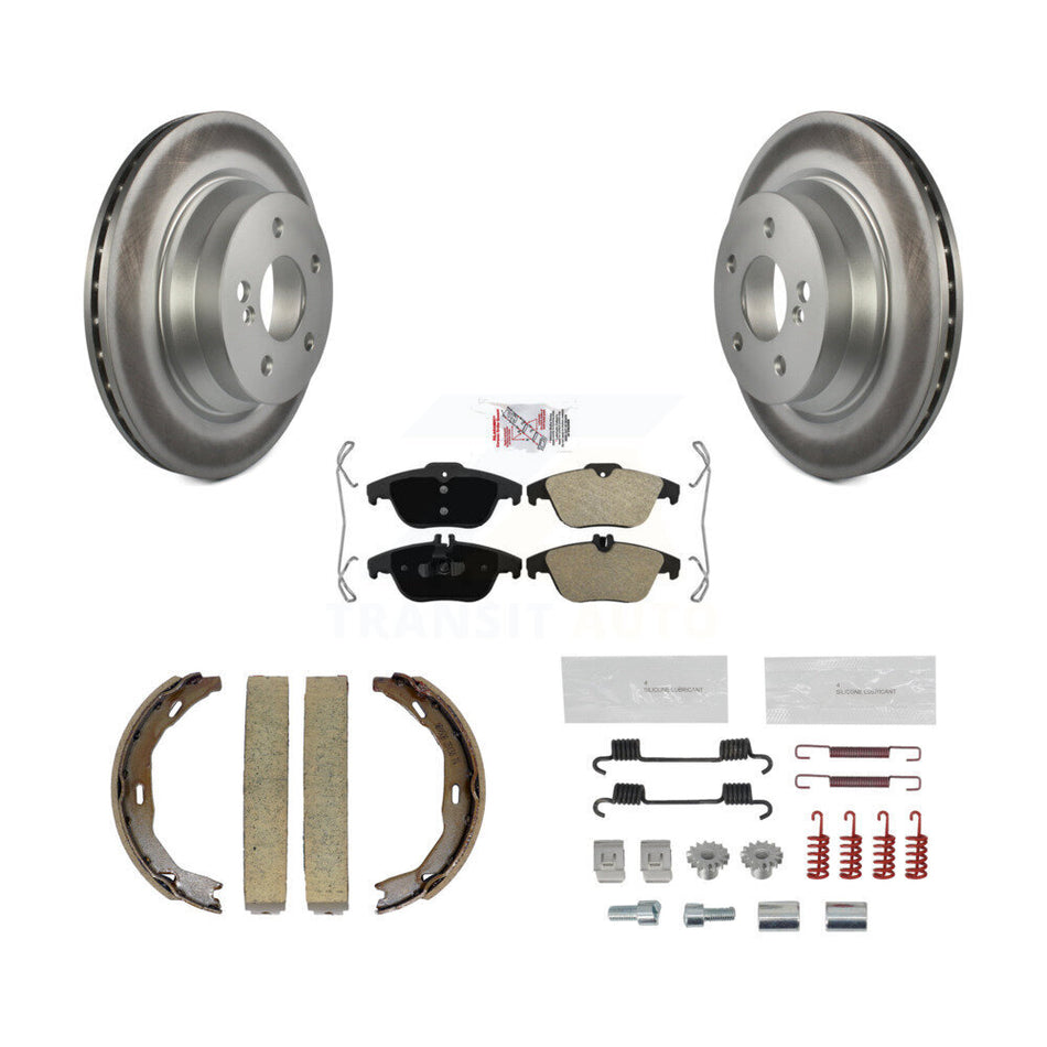Rear Disc Coated Rotors Semi-Metallic Pads Parking Shoes & Hardware Kit For Mercedes-Benz KGA-107243