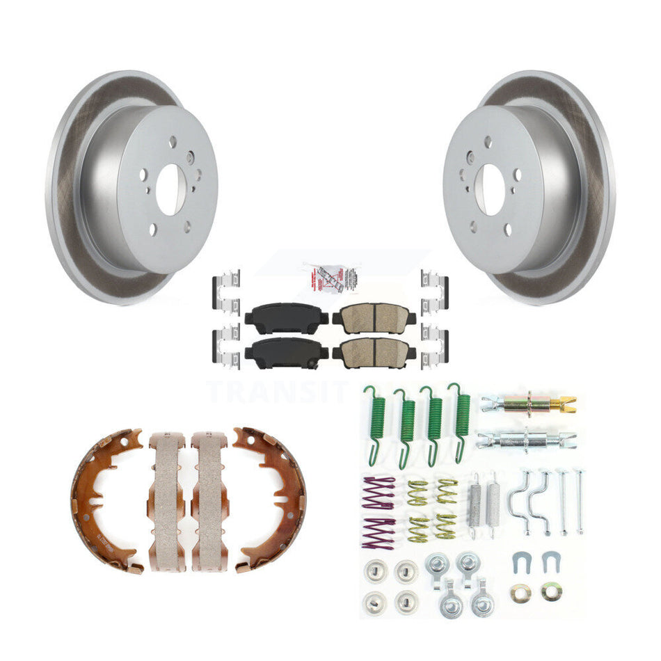 Rear Disc Coated Rotors Ceramic Pads Parking Shoes & Hardware Kit For 04-10 Toyota Sienna KGA-107245