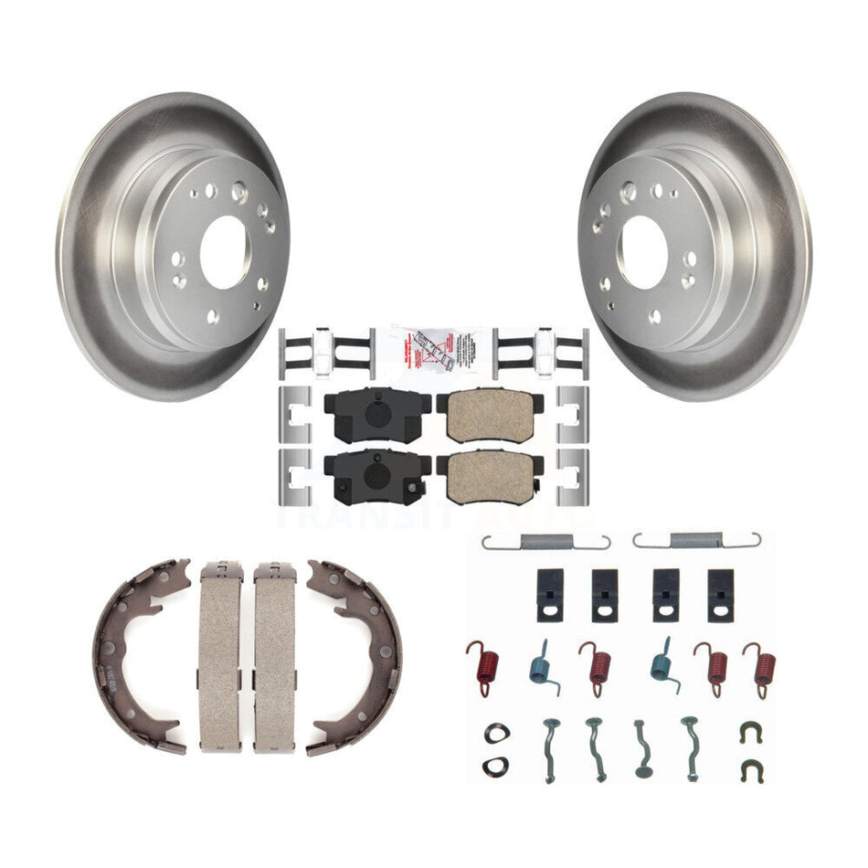 Rear Disc Coated Rotors Ceramic Pads Parking Brake Shoes Hardware Kit For Acura TL Honda KGA-107248