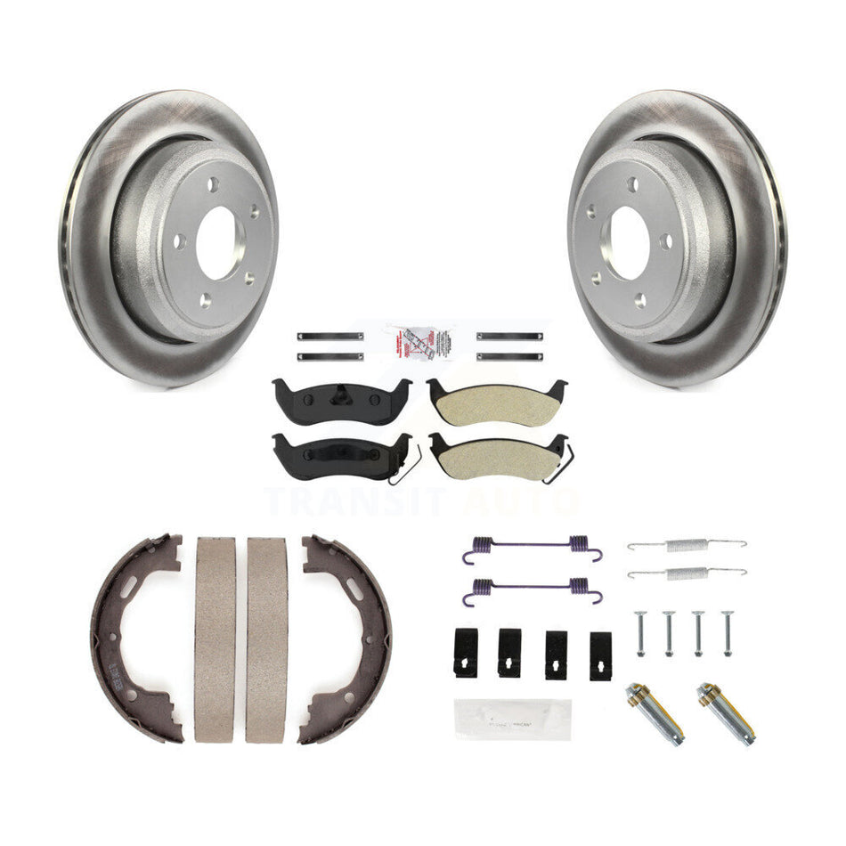 Rear Disc Coated Rotors Semi-Metallic Pads Parking Shoes And Hardware Kit For Ford Ranger KGA-107250