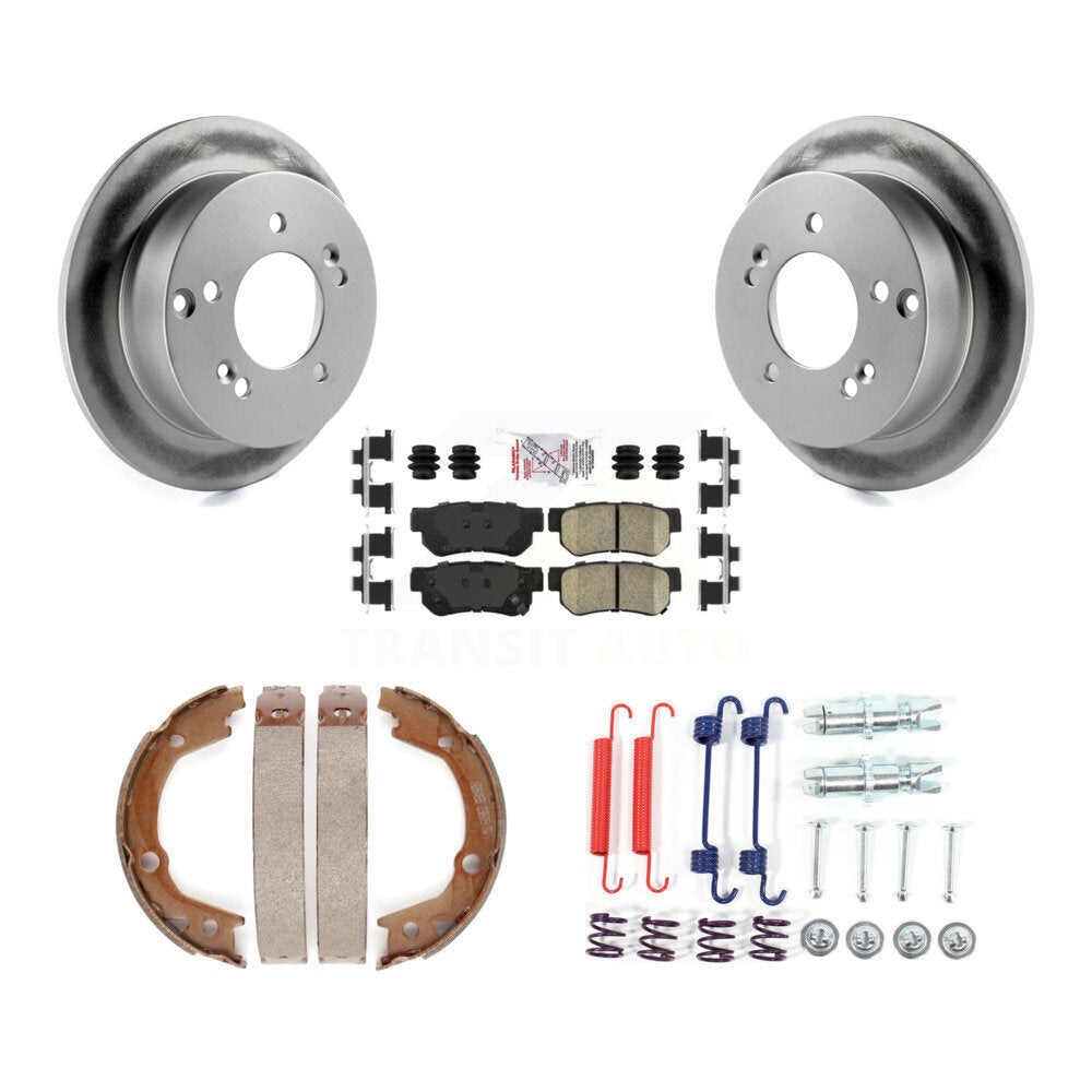 Rear Disc Coated Rotors Ceramic Pads Parking Shoes & Hardware Kit For Hyundai Tucson Kia KGA-107253