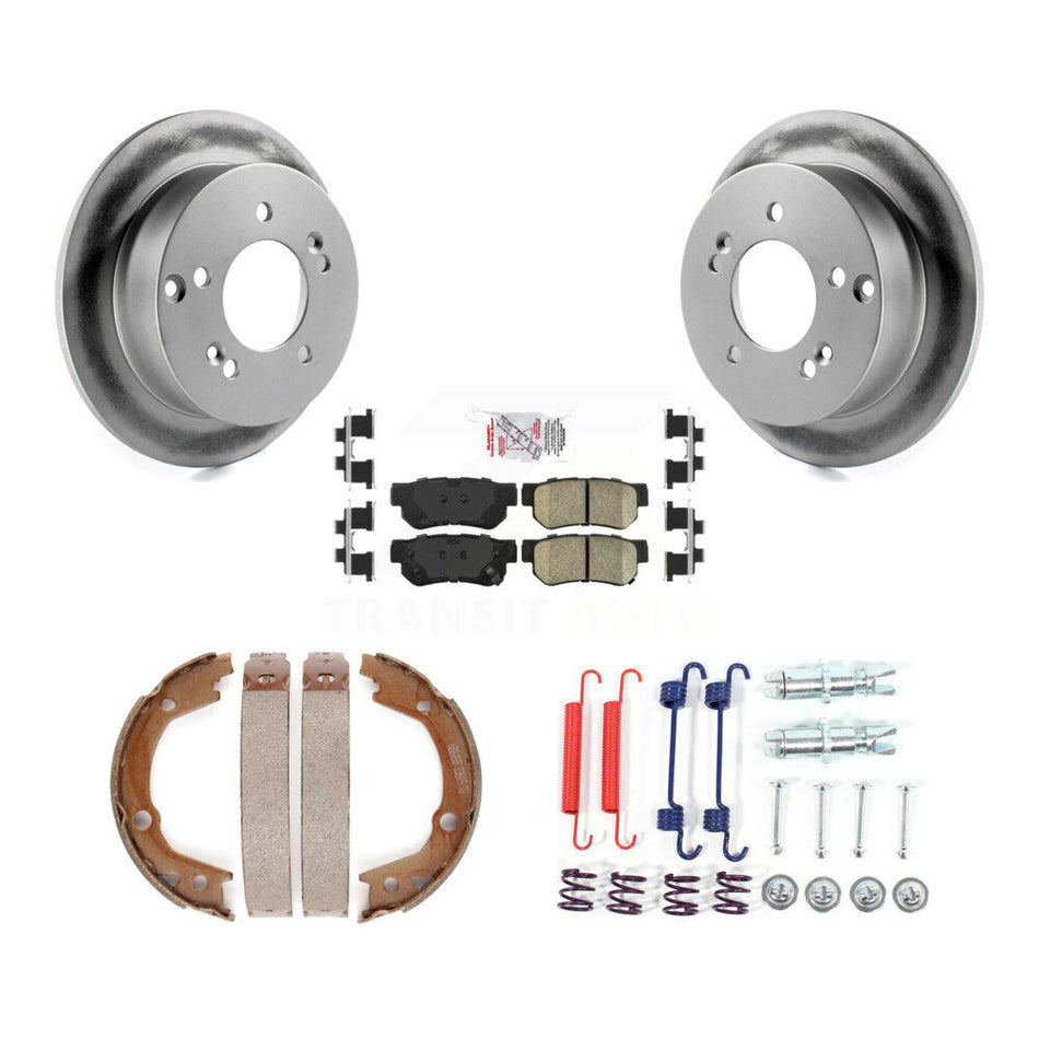 Rear Disc Coated Rotors Ceramic Pads Parking Shoes & Hardware Kit For Hyundai Tucson Kia KGA-107254