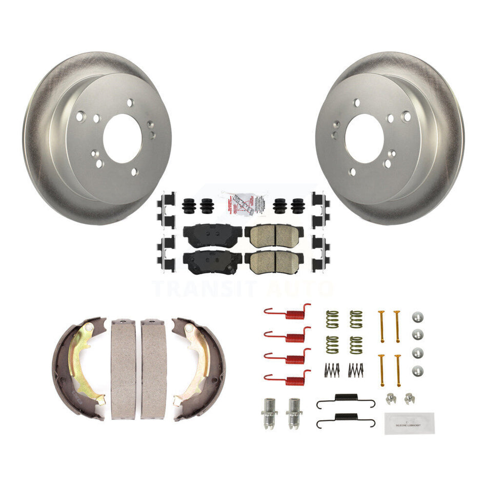 Rear Disc Coated Rotors Ceramic Pads Parking Shoes & Hardware Kit For Hyundai Tucson Kia KGA-107255