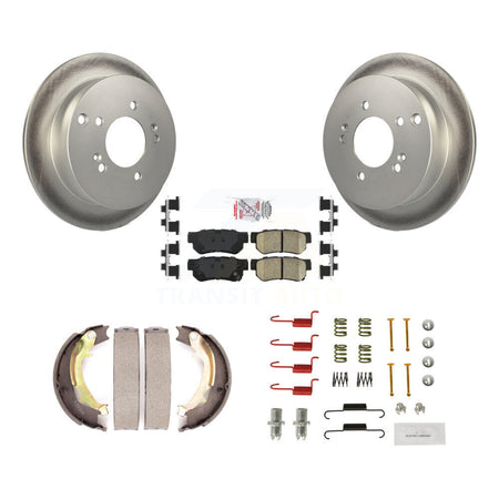 Rear Disc Coated Rotors Ceramic Pads Parking Shoes & Hardware Kit For Hyundai Tucson Kia KGA-107256