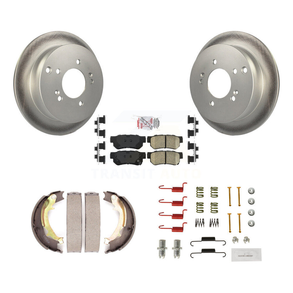 Rear Disc Coated Rotors Ceramic Pads Parking Shoes & Hardware Kit For Hyundai Tucson Kia KGA-107256
