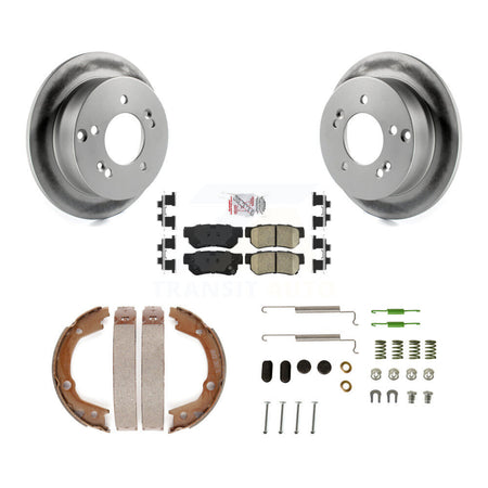 Rear Disc Coated Rotors Ceramic Pads Parking Shoes & Hardware Kit For Hyundai Sonata 2.4L KGA-107258