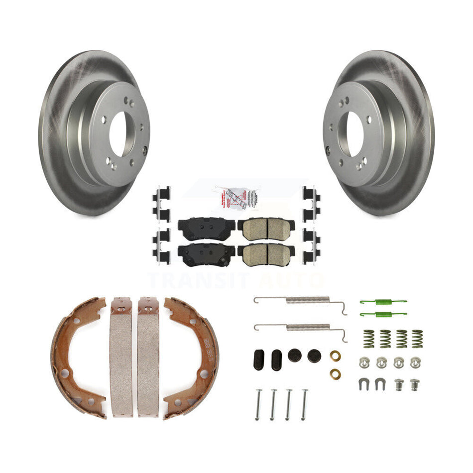 Rear Disc Coated Rotors Ceramic Pads Parking Shoes & Hardware Kit For Hyundai Sonata 3.3L KGA-107260
