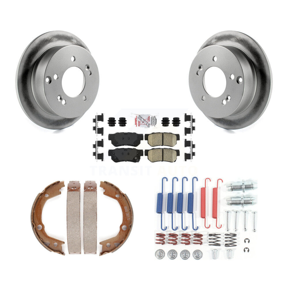 Rear Disc Coated Rotors Ceramic Pads Parking Shoes Hardware Kit For 2007-2010 Kia Optima KGA-107261