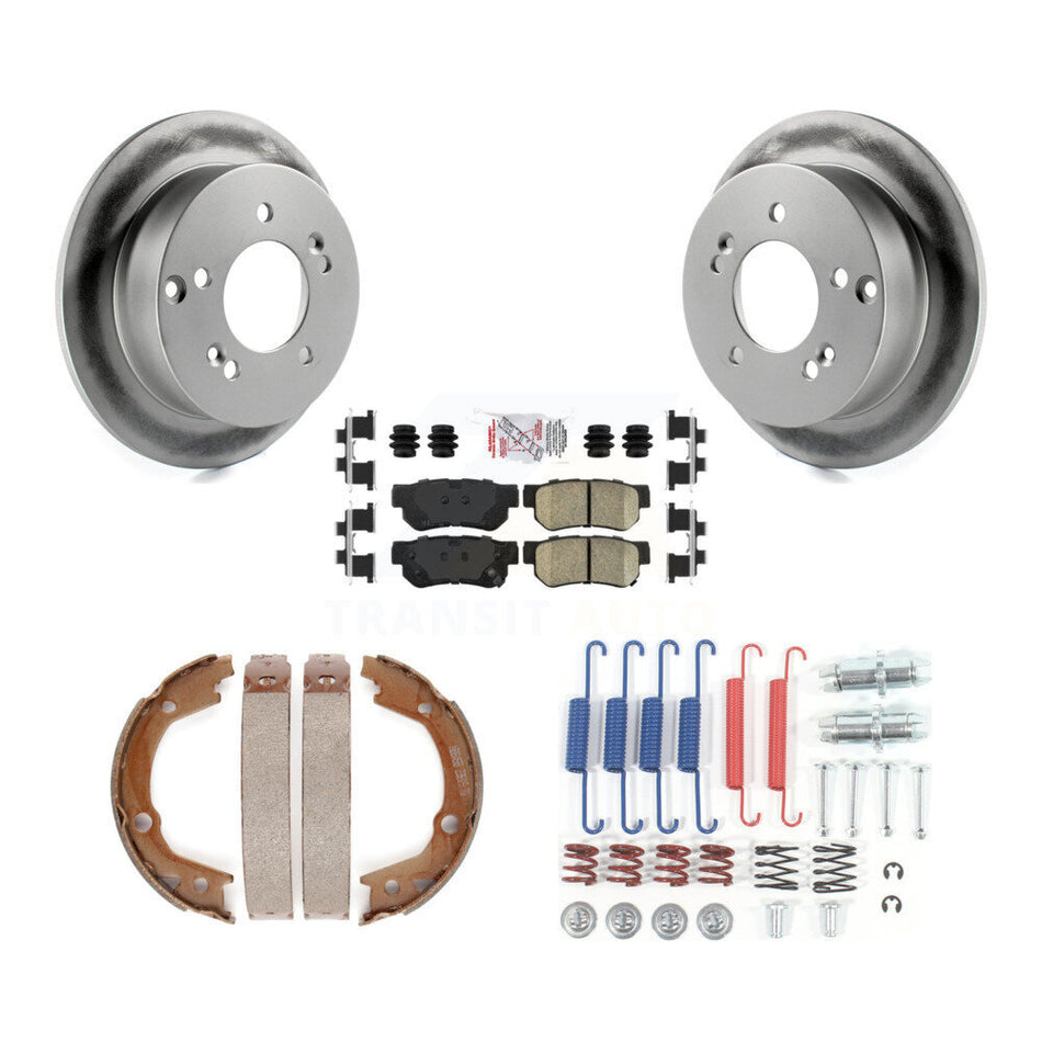 Rear Disc Coated Rotors Ceramic Pads Parking Shoes Hardware Kit For 2007-2010 Kia Optima KGA-107261