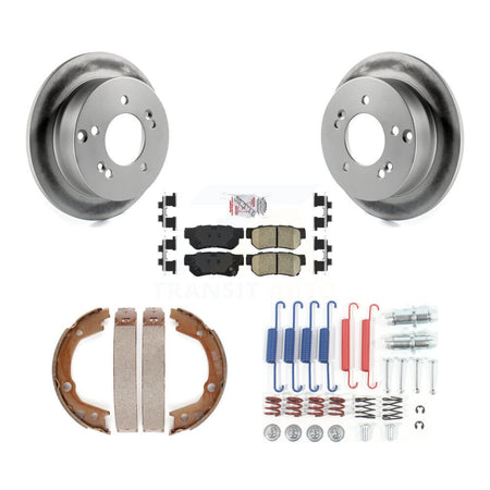 Rear Disc Coated Rotors Ceramic Pads Parking Shoes Hardware Kit For 2007-2010 Kia Optima KGA-107262