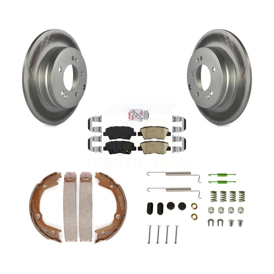 Rear Disc Coated Rotors Ceramic Pads Parking Shoes & Hardware Kit For Hyundai Sonata 3.3L KGA-107265