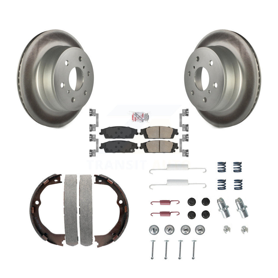 Rear Disc Coated Rotors Ceramic Pads Parking Shoes Hardware Kit For GMC Chevrolet Sierra KGA-107273