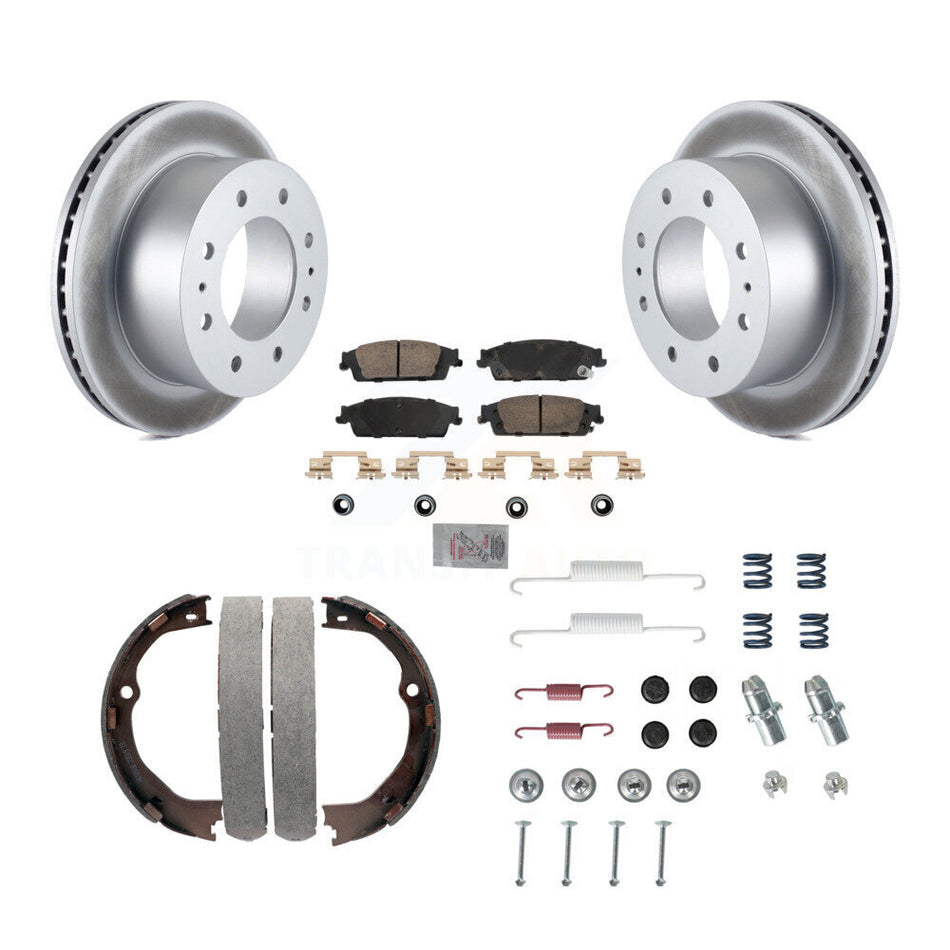 Rear Disc Coated Rotors Ceramic Pads Parking Shoes & Hardware Kit For Chevrolet Suburban KGA-107275