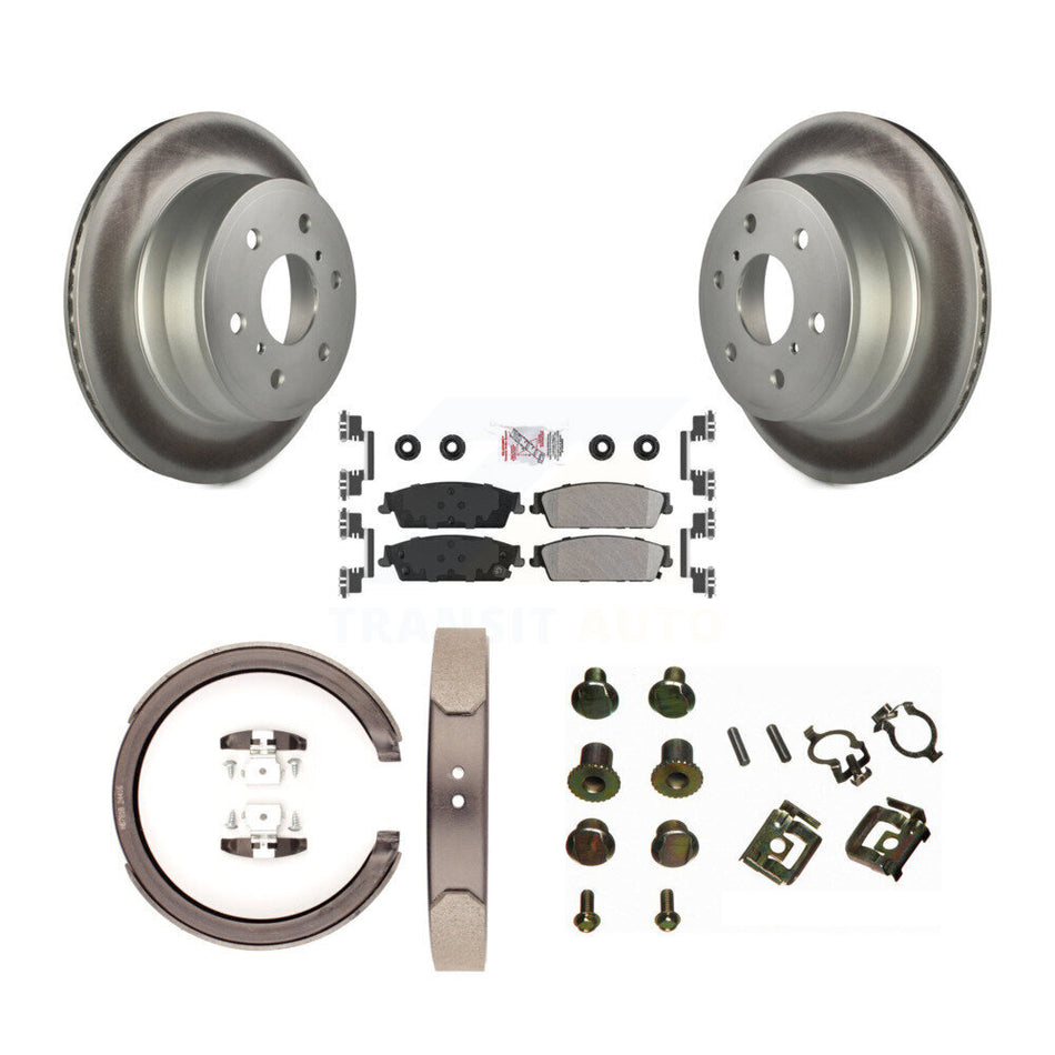 Rear Disc Coated Rotors Semi-Metallic Pads Parking Shoes Hardware Kit For Chevrolet 1500 KGA-107277