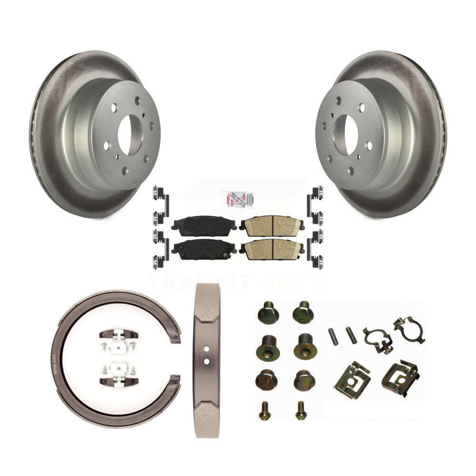 Rear Disc Coated Rotors Ceramic Pads Parking Shoes & Hardware Kit For Chevrolet Silverado KGA-107278